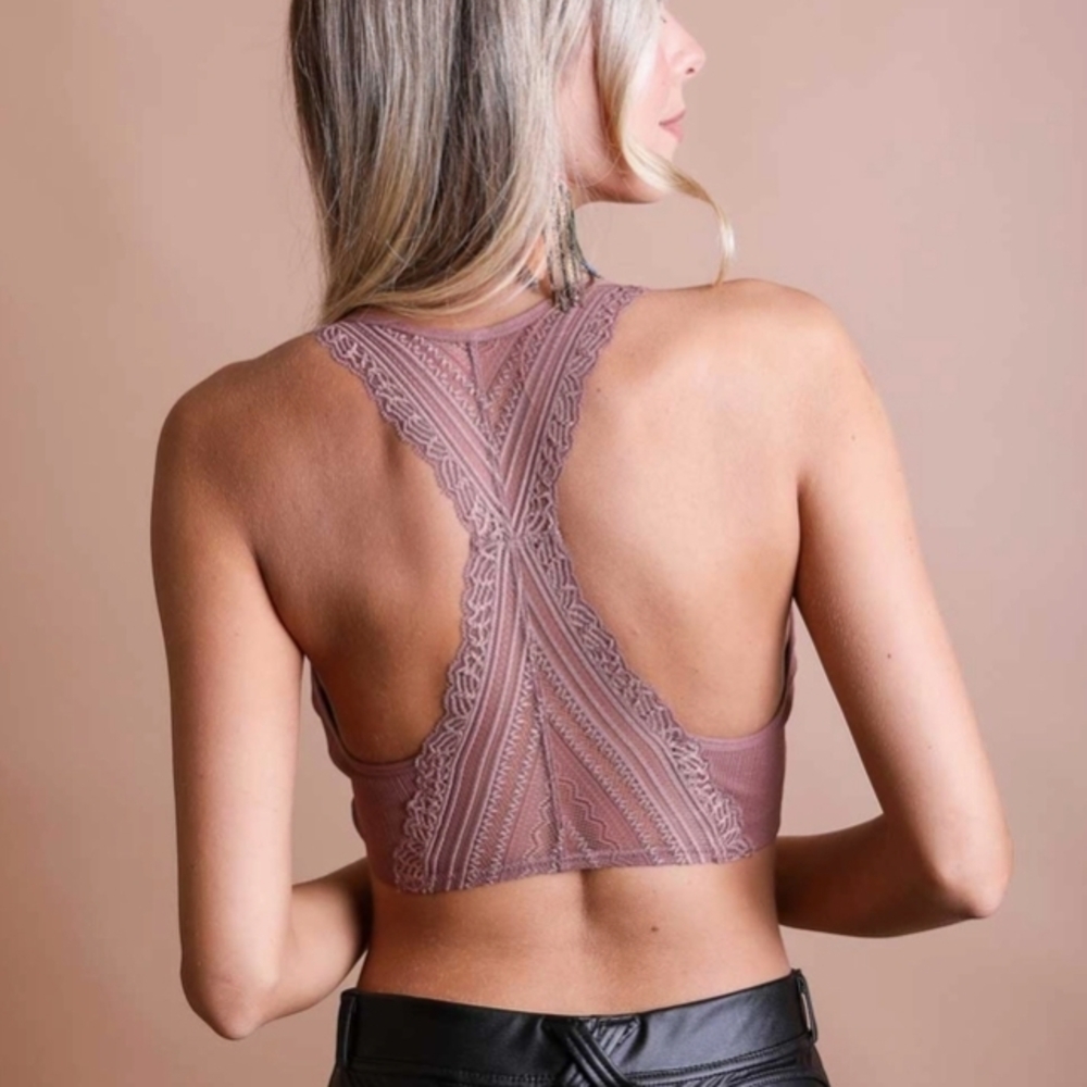 Ivory Lace Racerback Bralette - Picture 2 of 5